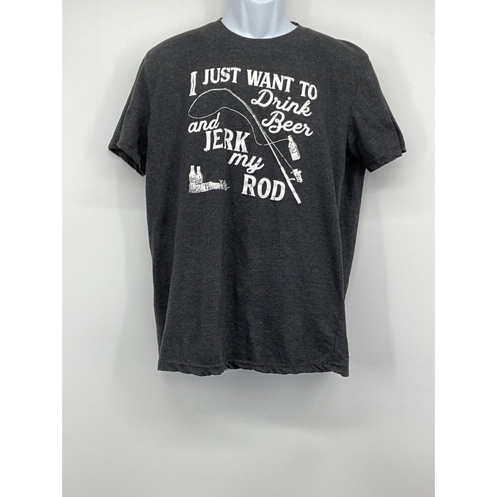 Crazy Dog I Just Want To Drink Beer And Jerk My Rod Graphic T-Shirt XL